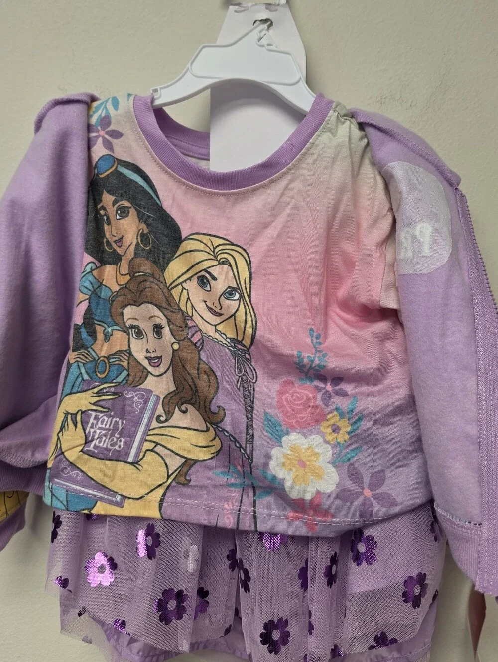 Disney Princess 3 piece Tutu Set Jacket Tutu Skirt and Shirt Purple 2T